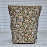 1970s, Danish armchair, reupholstered, flowers furniture fabric.