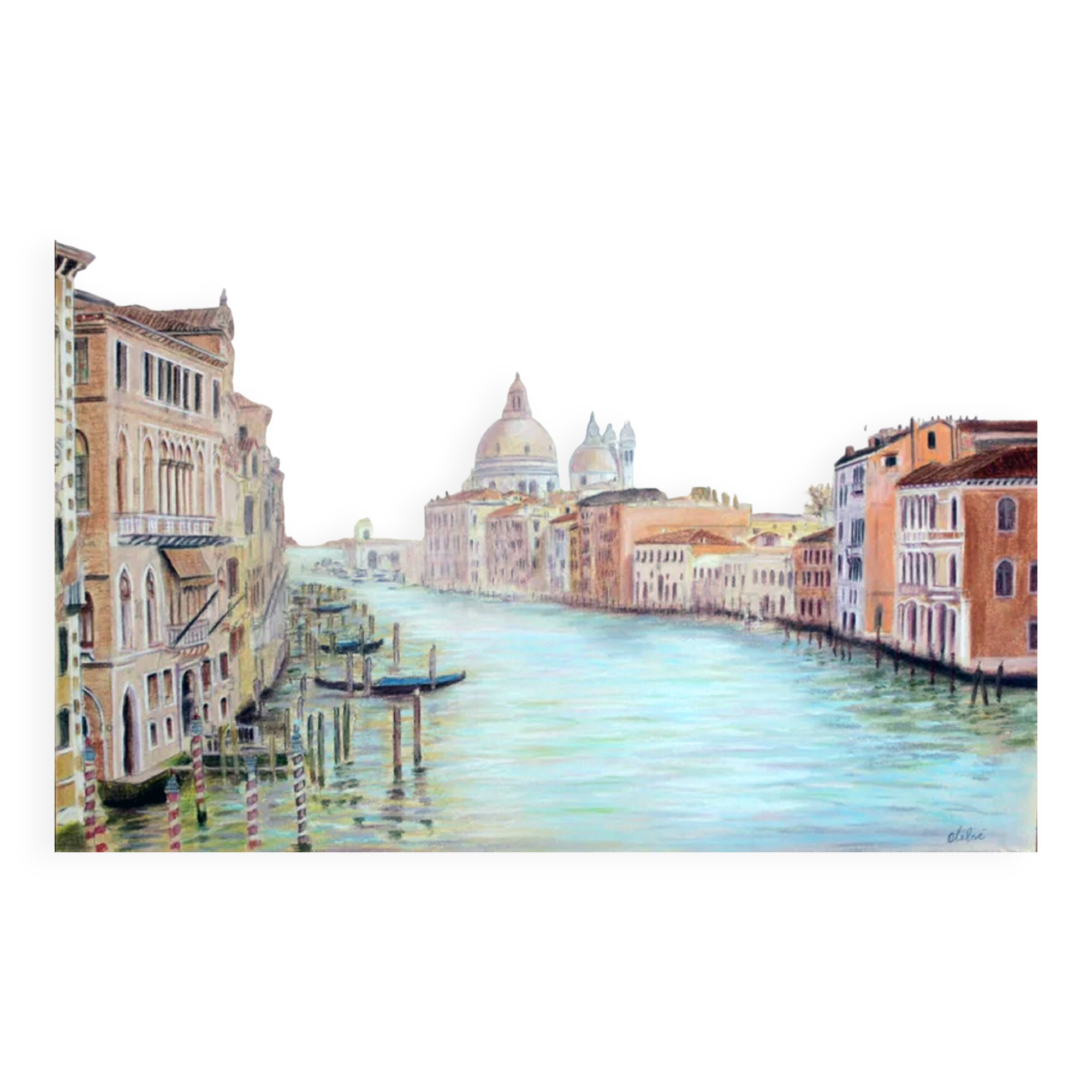 Dibujo de Venecia. Grand canal.
