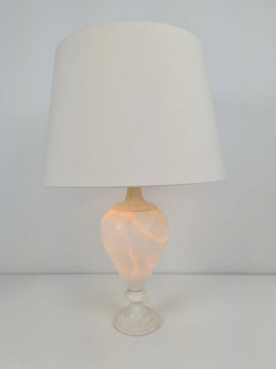 Alabaster Amphora Shaped Mother Table Lamp by Nelson Bloncourt, 1960s