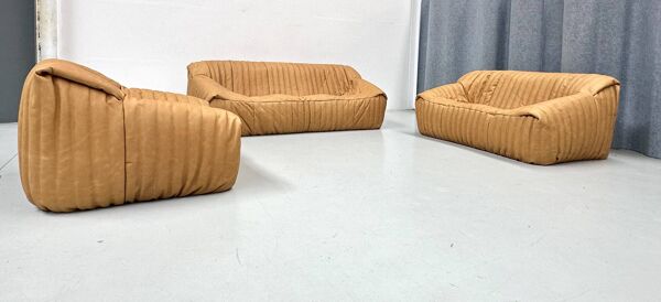 Canapé Sandra en Cuir Camel par A.Hieronimus pour Cinna/Ligne Roset, années 70.