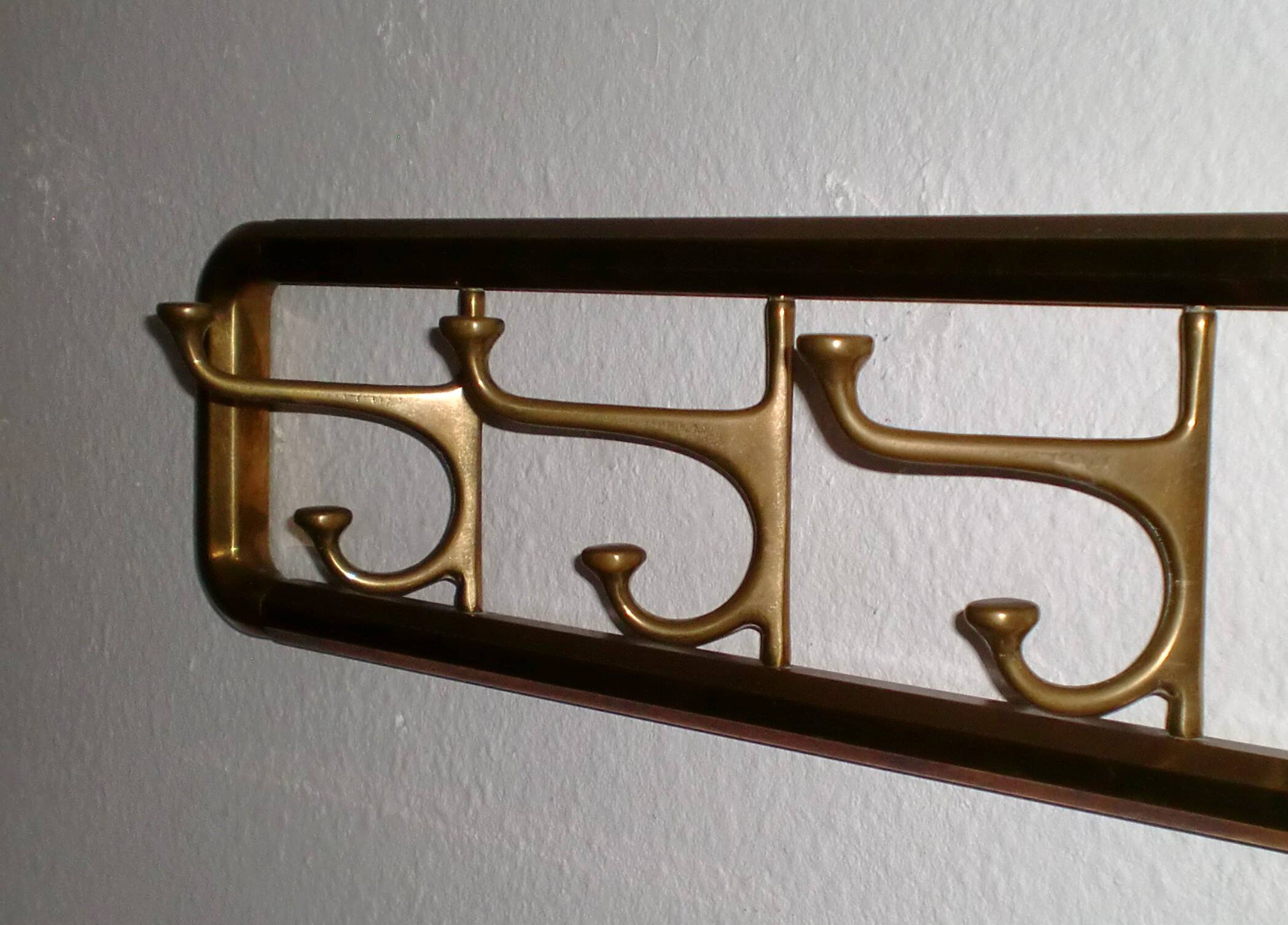 Vintage Art-Deco brass Wall Coat Rack France, 1940s