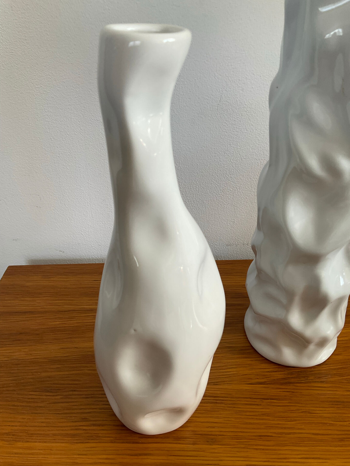 Duo de vases, soliflores vintage en céramique émaillée