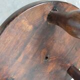 Vintage solid turned wood tripod stool