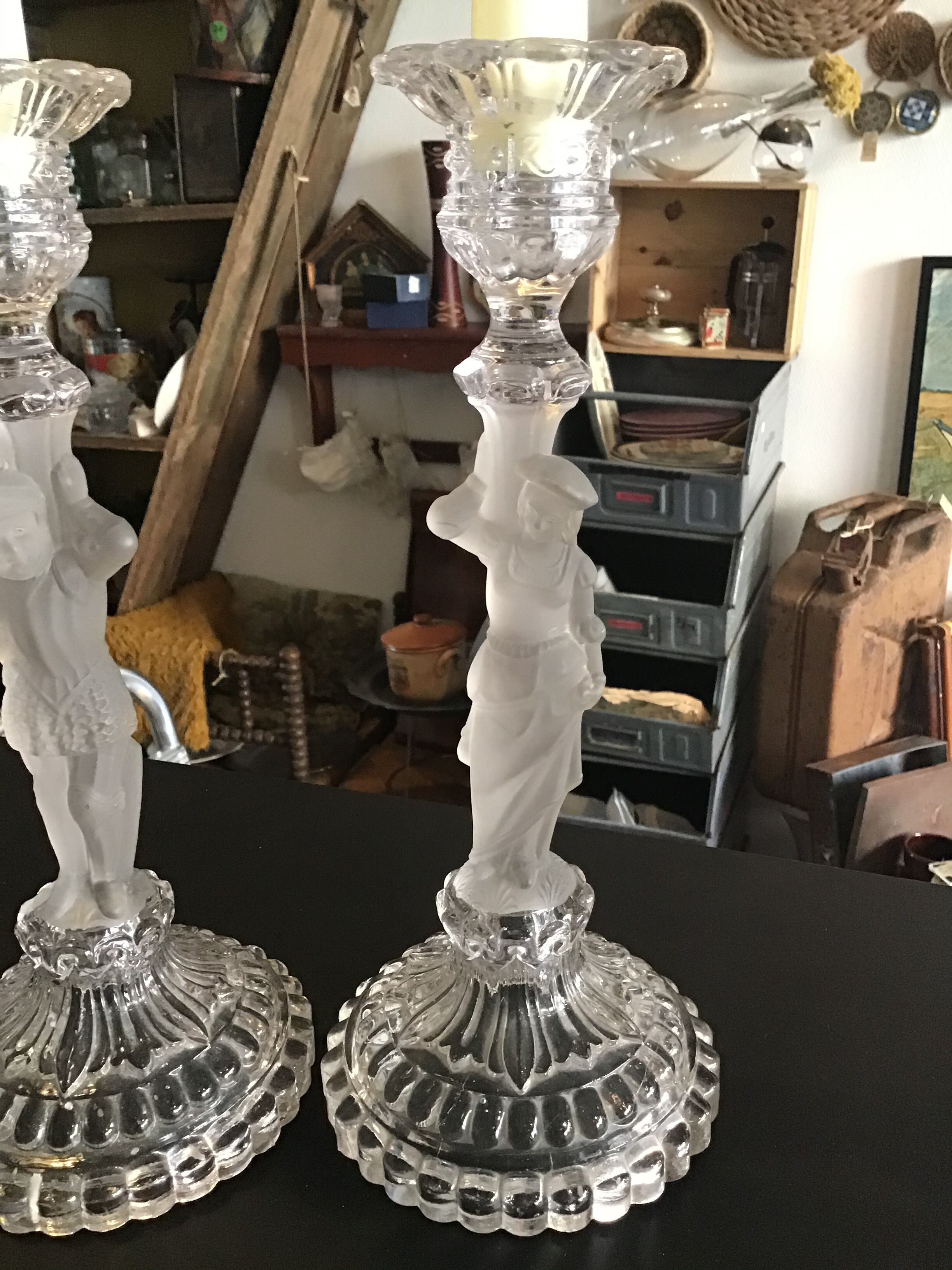 Pair of crystal candlesticks