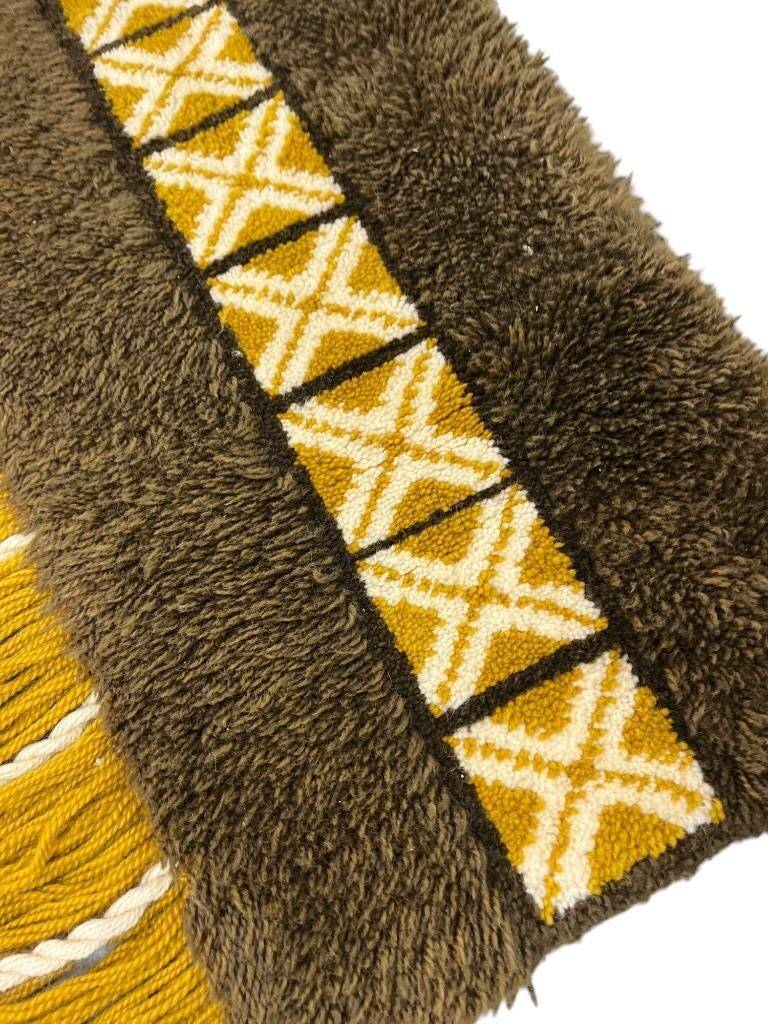Vintage rug ochre yellow - brown / floor rug / wall tapestry