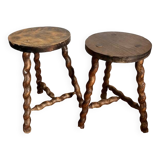 Pair of turned wooden stools