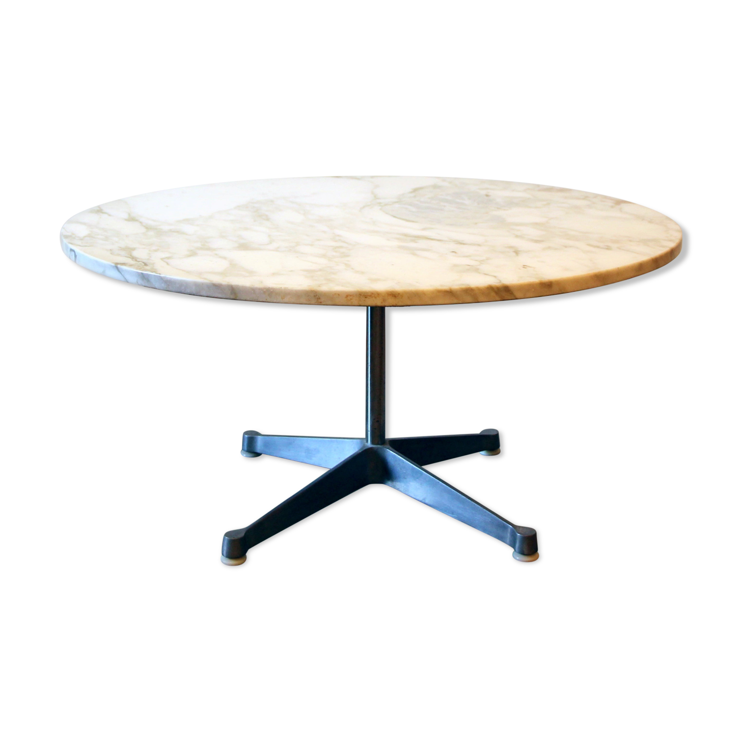 Round coffee table with marble top