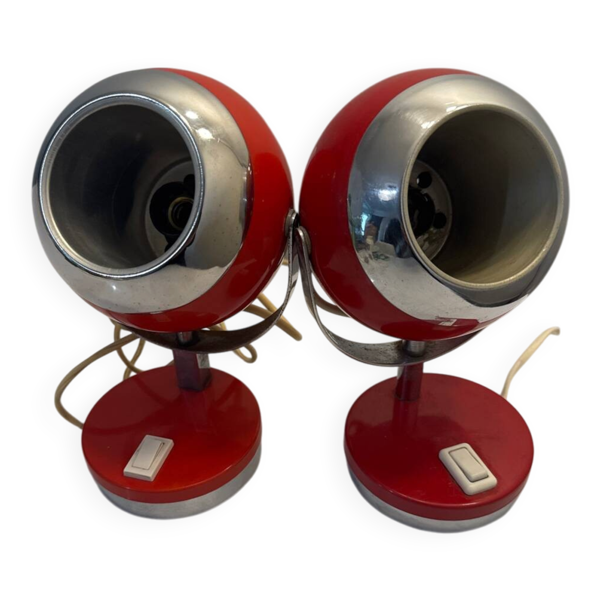 Red metal Space Age lamp in Reggiani style, 1970.