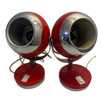 Space Age vintage red metal lamp – Reggiani style 1970 – eyeball gold