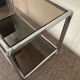 Vintage coffee table 70s chrome and smoked glass