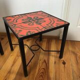 Pair modernist ceramic and metal tables, from the Cloutier Brothers, from the 1960s