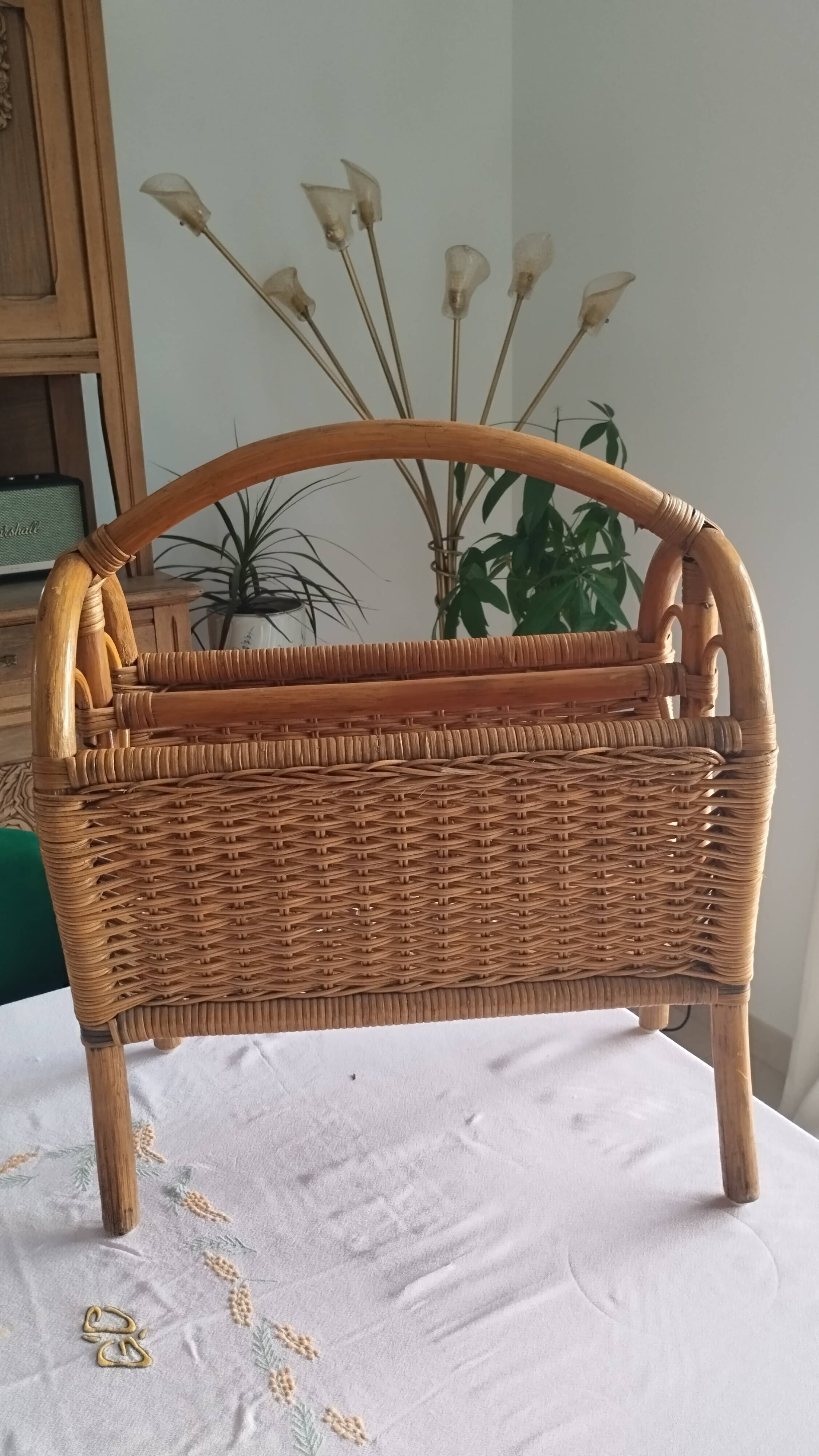 Rattan magazine rack