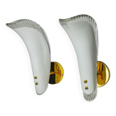 Paire d'appliques "feuilles", verre murano, italie, 1970