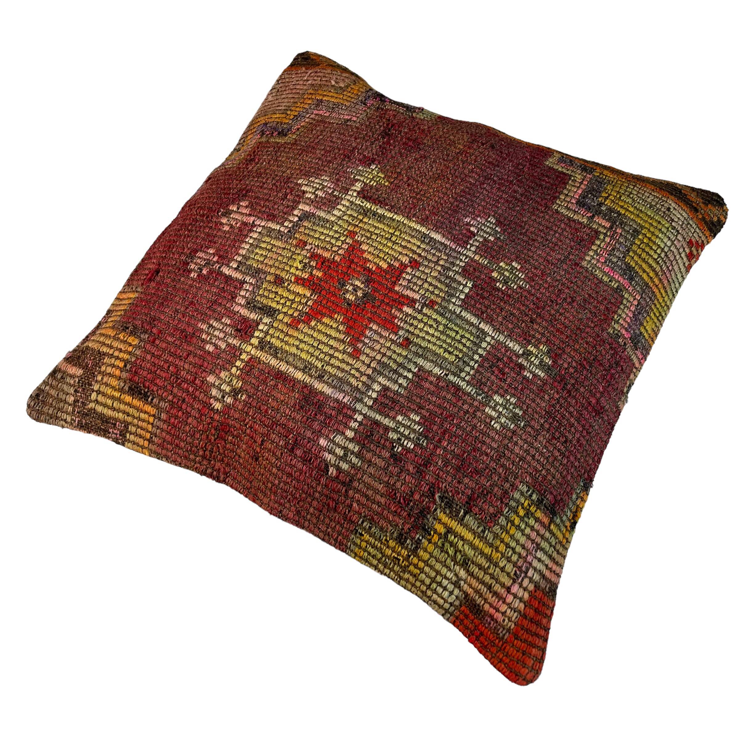 Vintage turkish kilim cushion cover , 55 x 55 cm