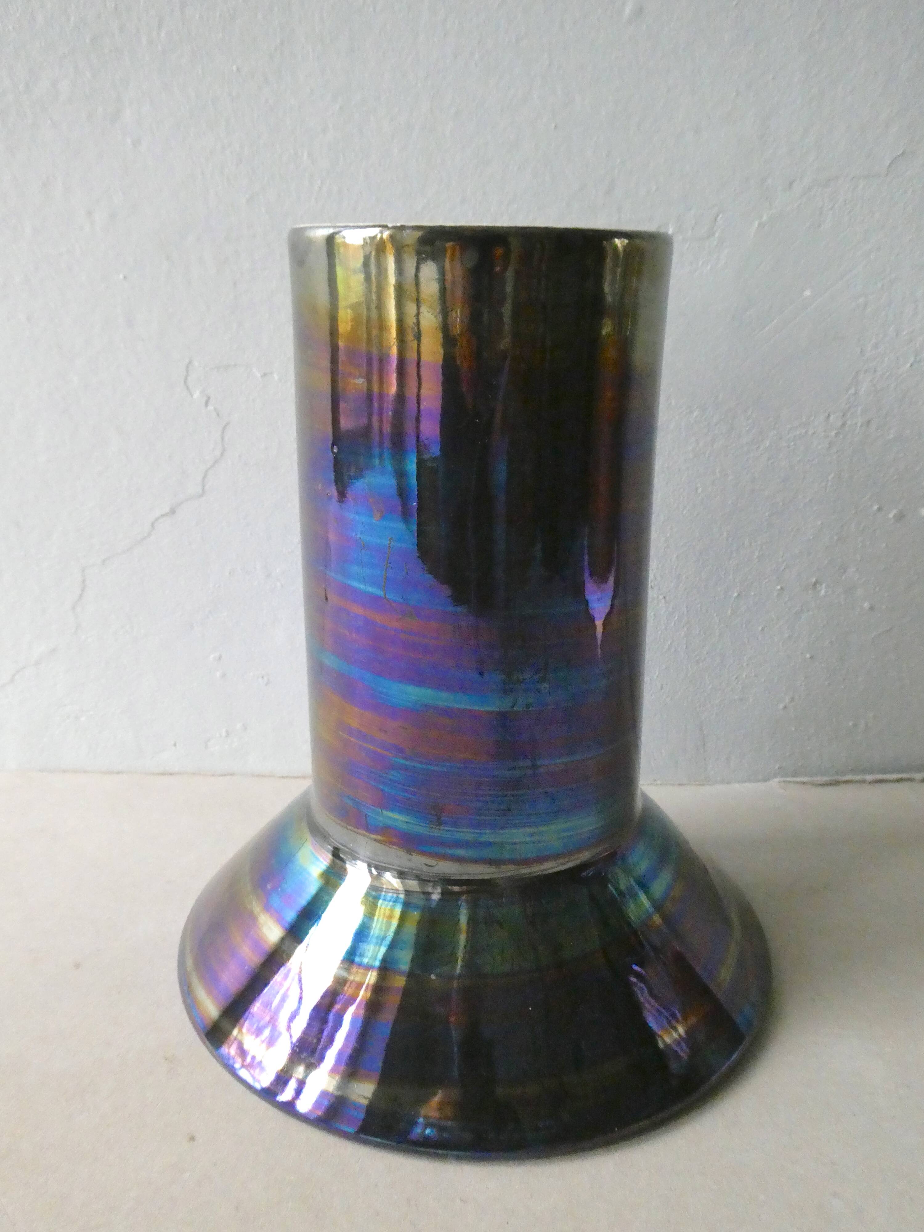 Vase en céramique noire irisée art deco