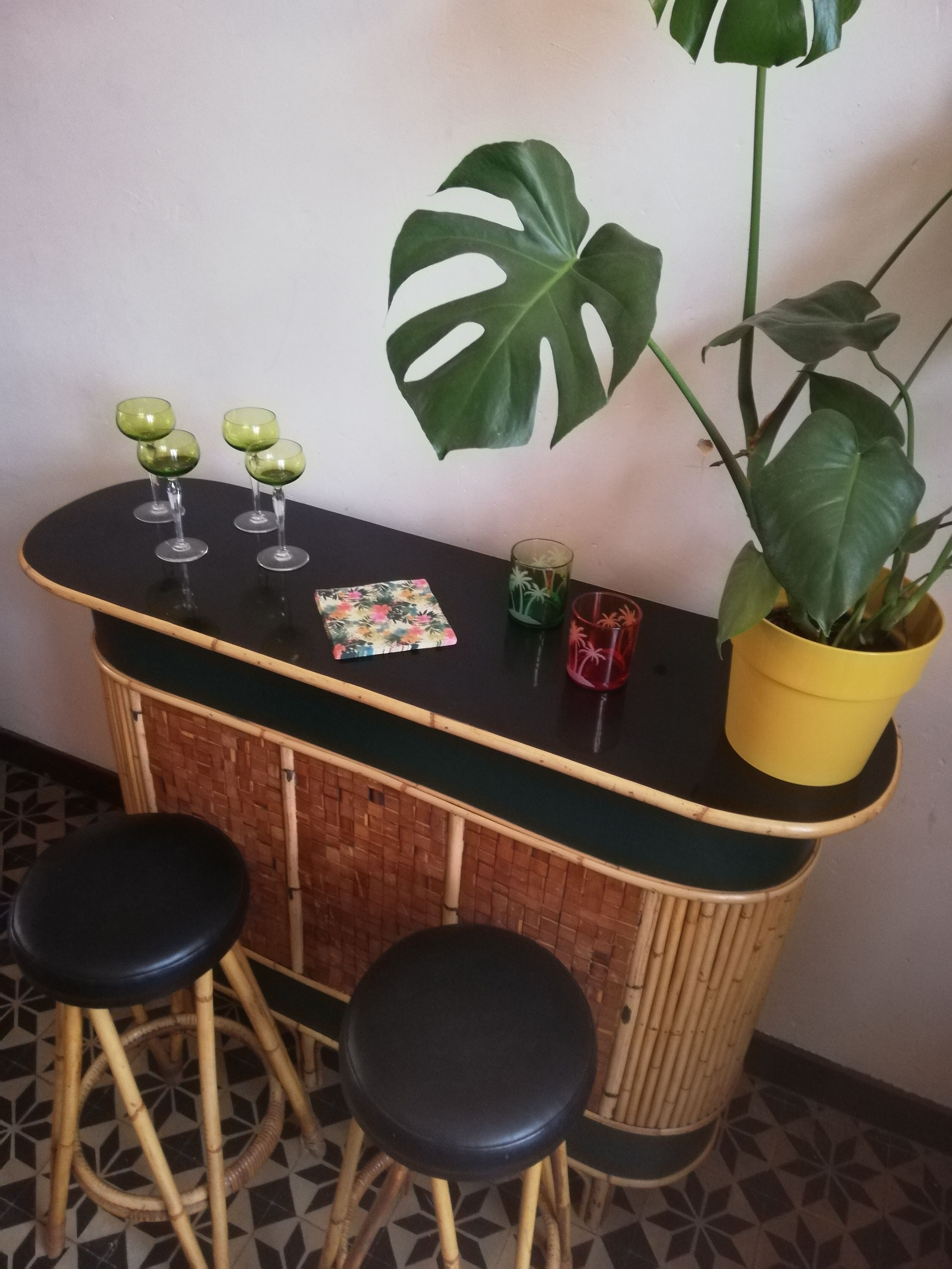 Vintage bamboo bar