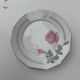 6 dessert plates in white porcelain with art deco rose pattern
