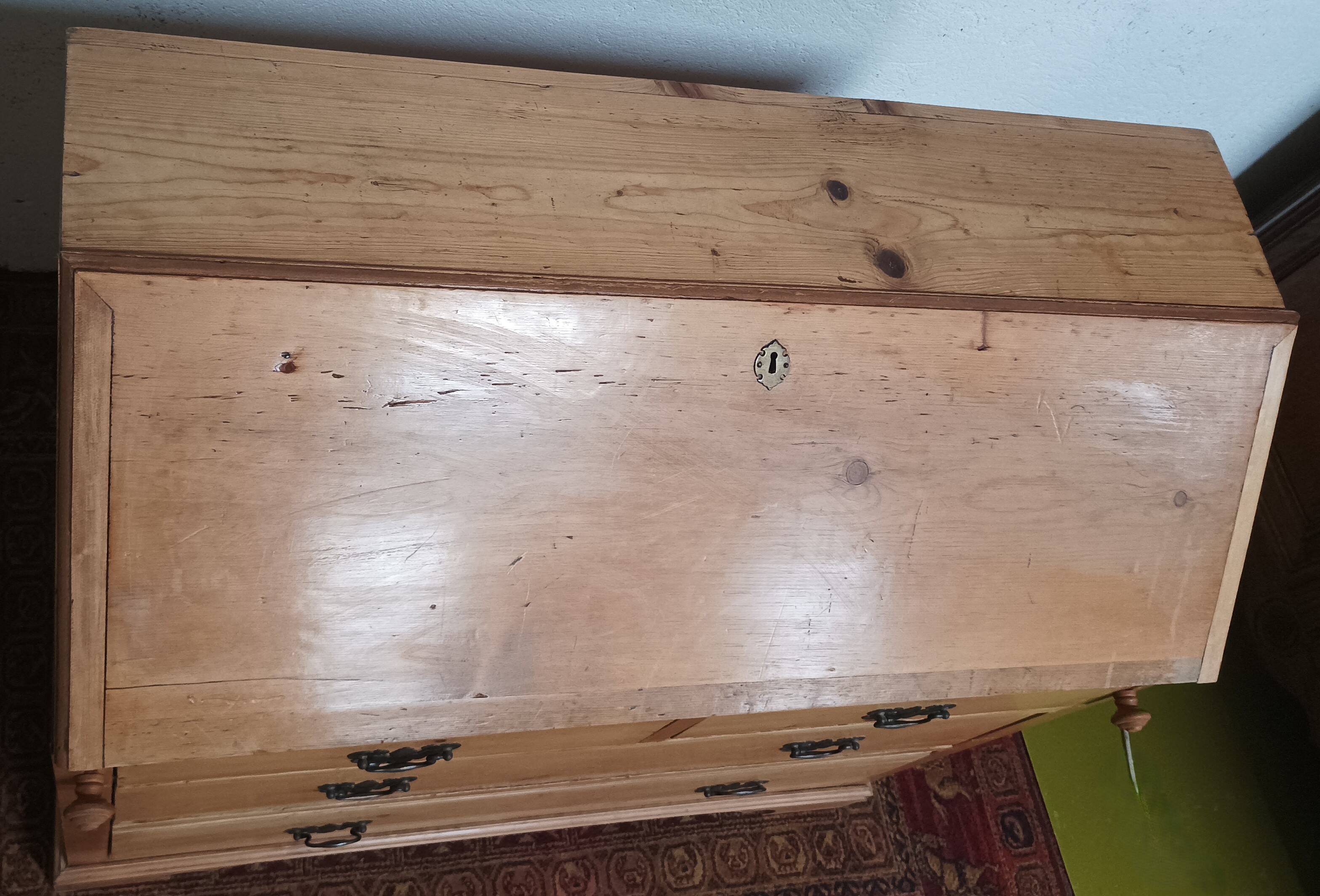 Slope desk, 19th century pine scriban