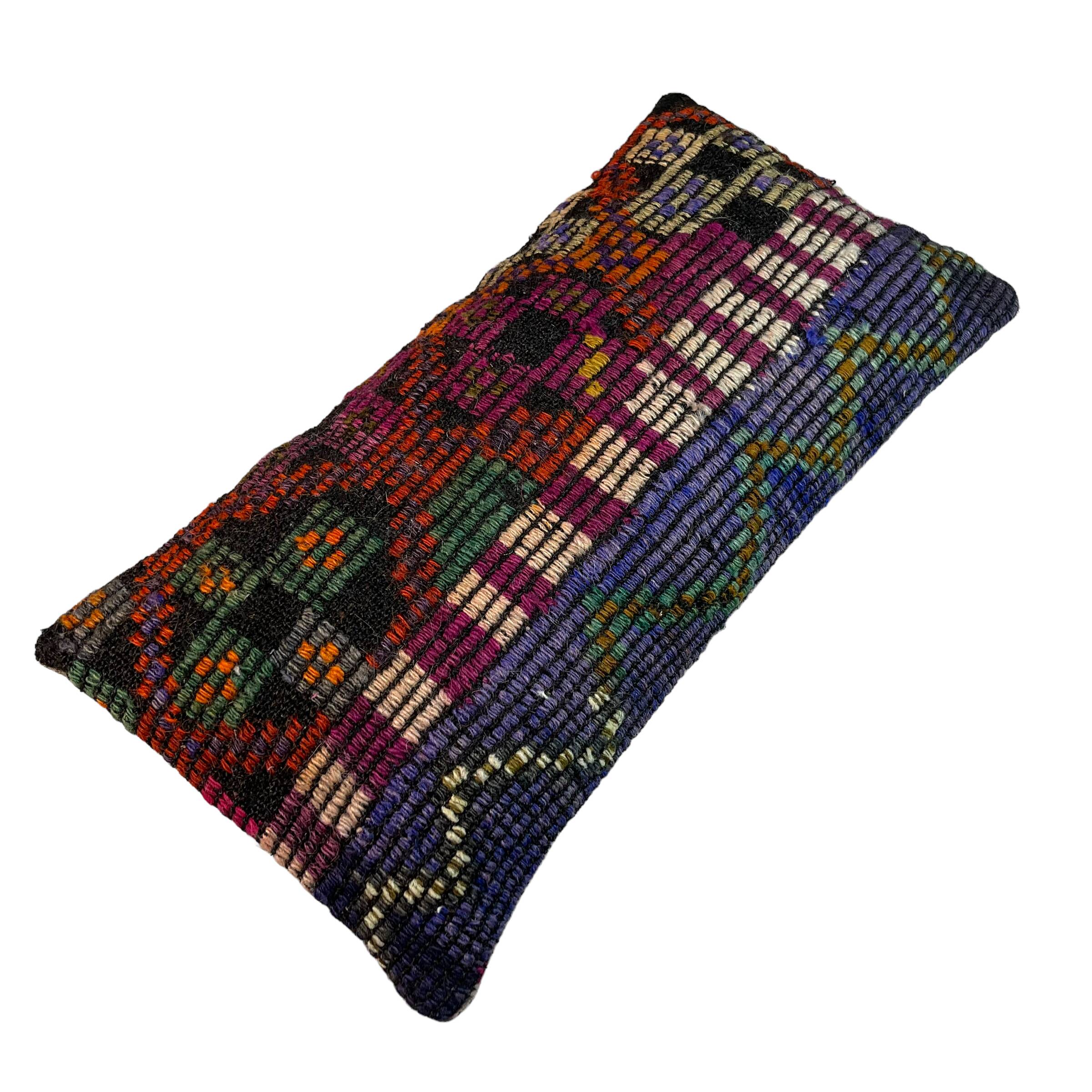 Vintage turkish kilim cushion cover , 30 x 60 cm