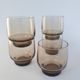 Set of 5 vintage 70s smoked glass water glass