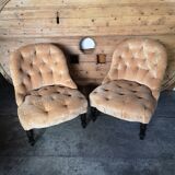Paire de fauteuils crapaud en velours