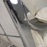 Leolux armchair, swivel chair with white leather upholstery, 1960s