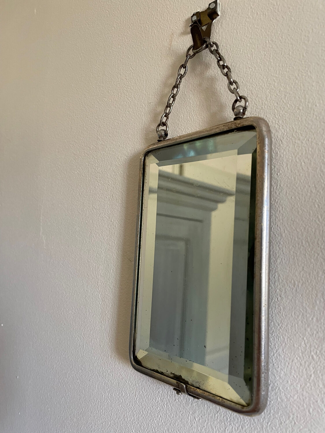 Small beveled barber mirror