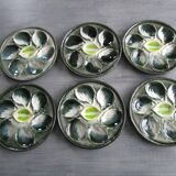 6 antique St Clément barbotine oyster plates