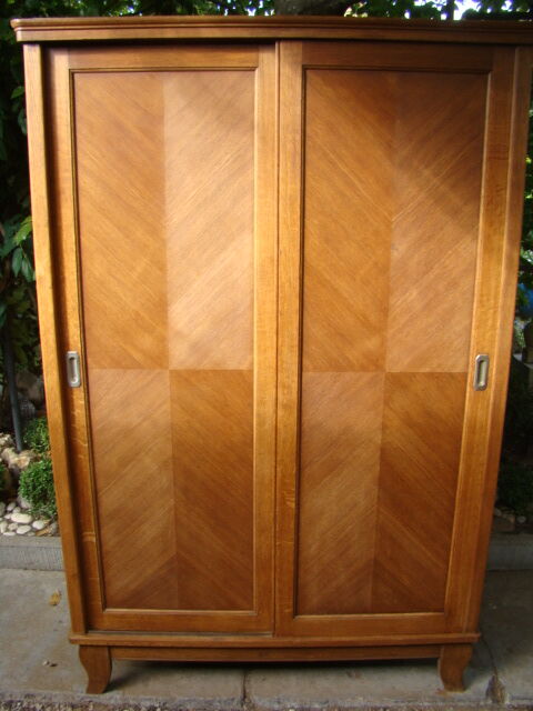 Sliding cabinet veneered vintage oak 50/60