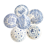 Mismatched antique dinner plates