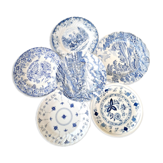 Mismatched antique dinner plates