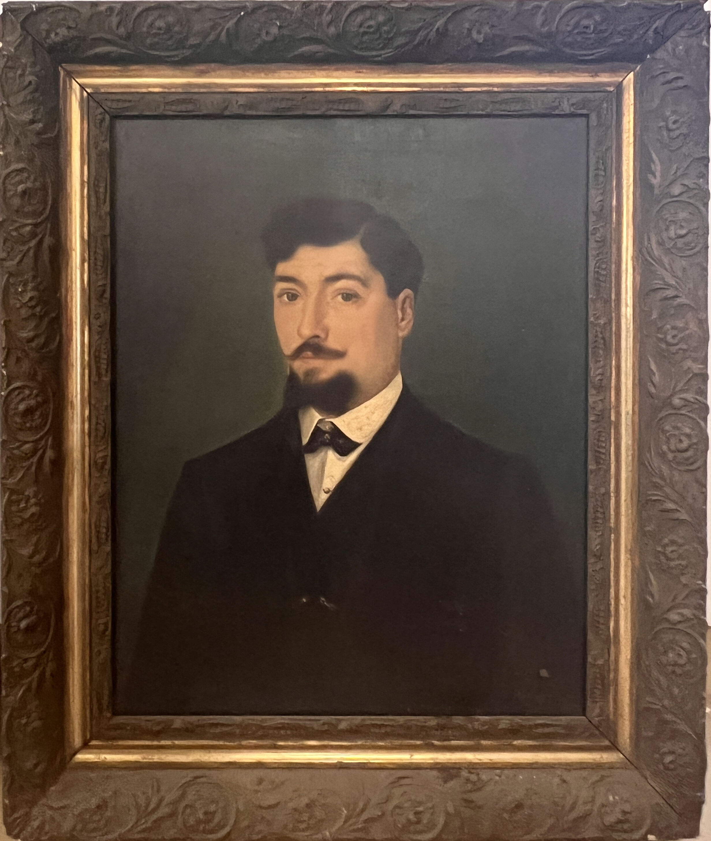 Oil on canvas of a mustachioed man