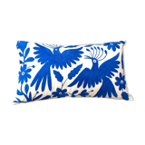 Blue embroidered cushion