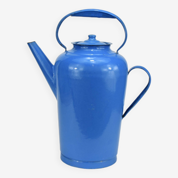 Blue enameled metal jug.