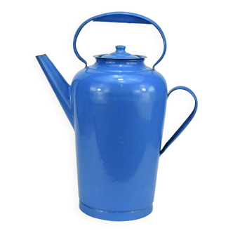 Blue enameled metal jug.