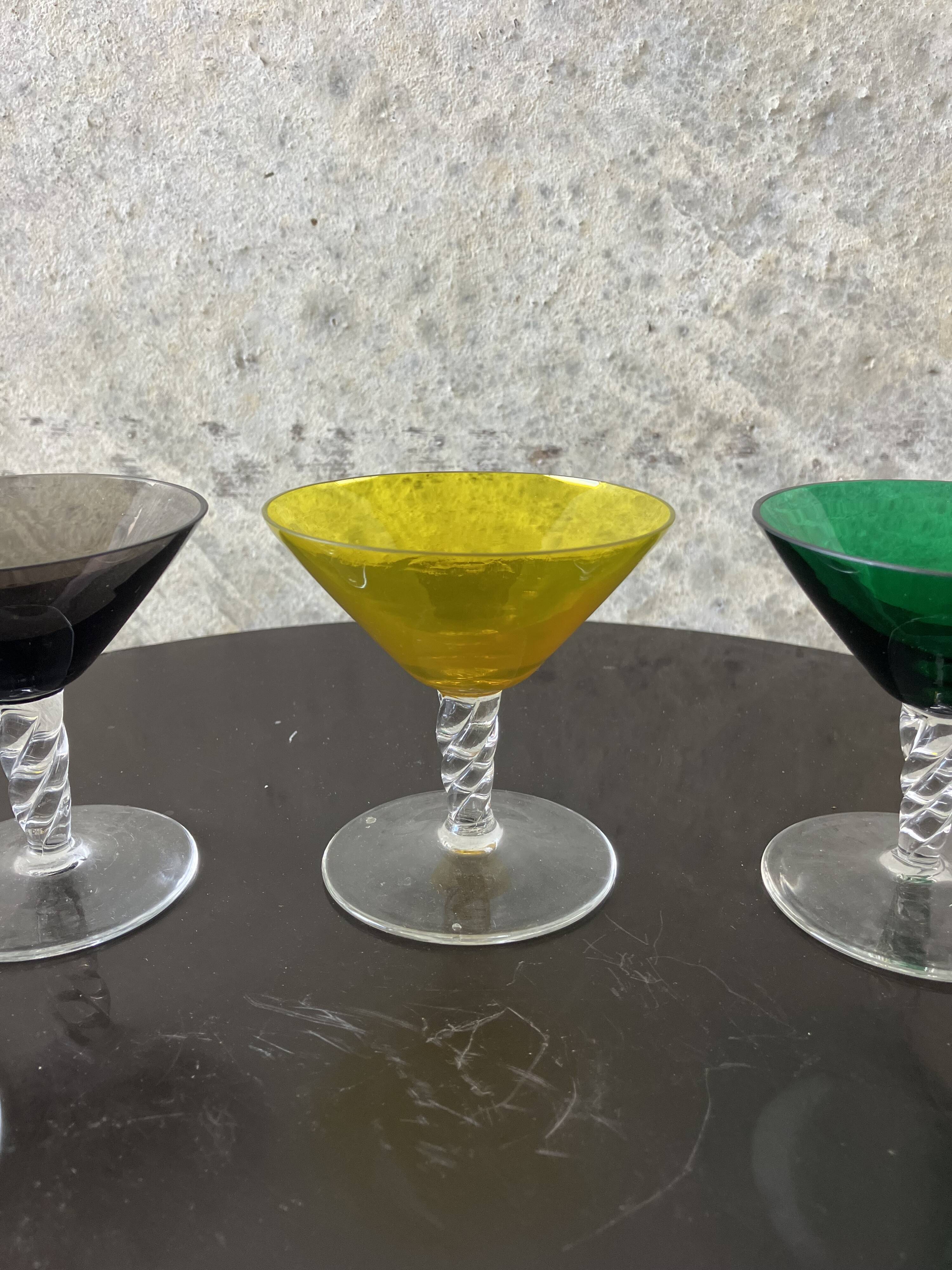 vintage 1970s martini glass set