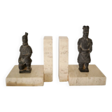 Paire de serre-livres vintage en travertin