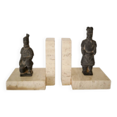Pair of vintage travertine bookends