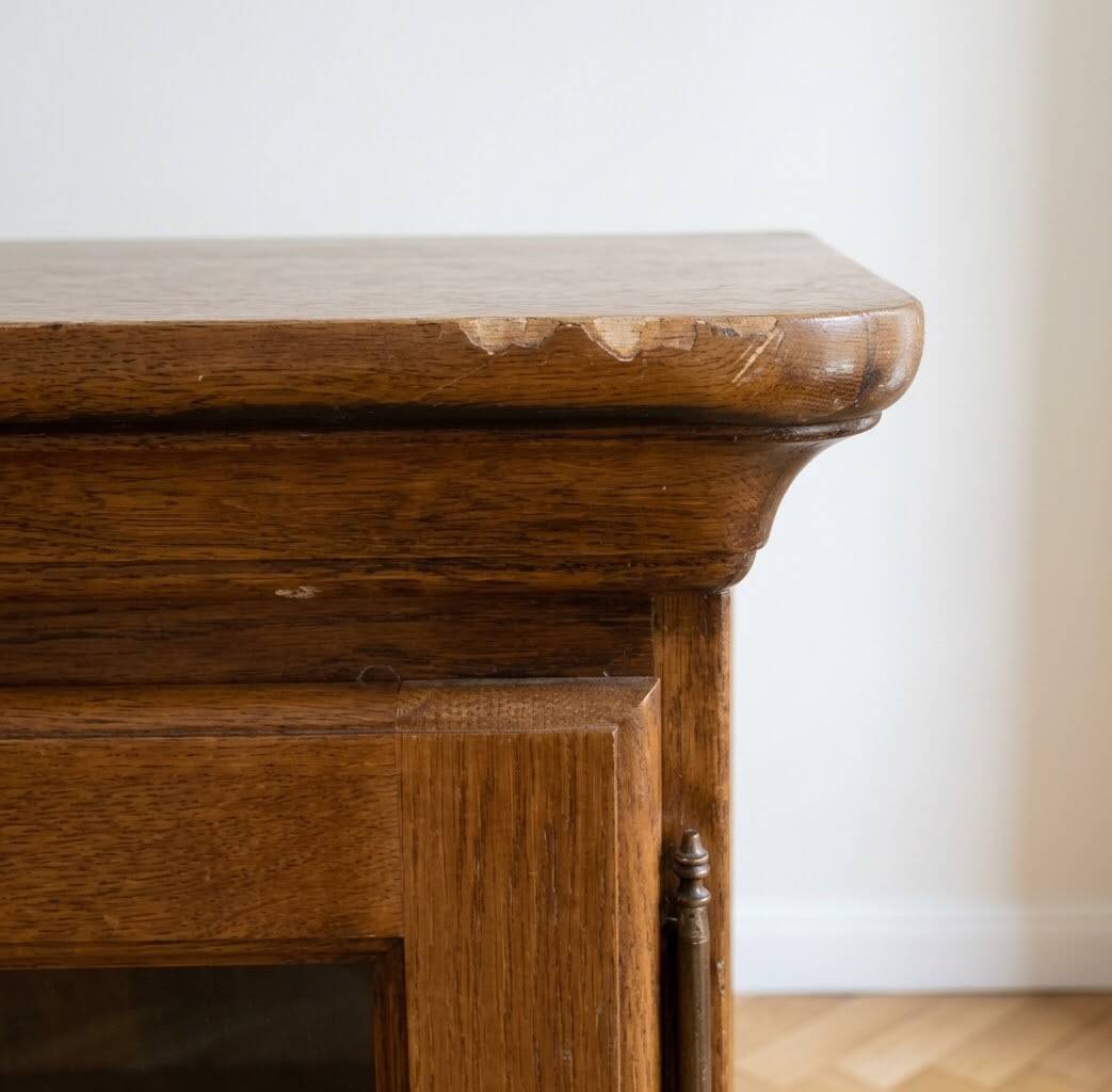 Traditional display cabinet in oak veneer.