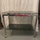 Vintage chrome and smoked grey glass trolley / dessert table circa 1970.