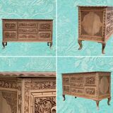Carved solid Padouk chest of drawers 1950