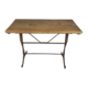 Art Deco bistro table with oak top on cast iron base