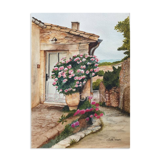 Fine art print of watercolor "Bormes-les-Mimosas"