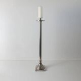 XXL Vintage Art Deco Candlestick in Silver Chrome-Plated Brass, Italy 1930s