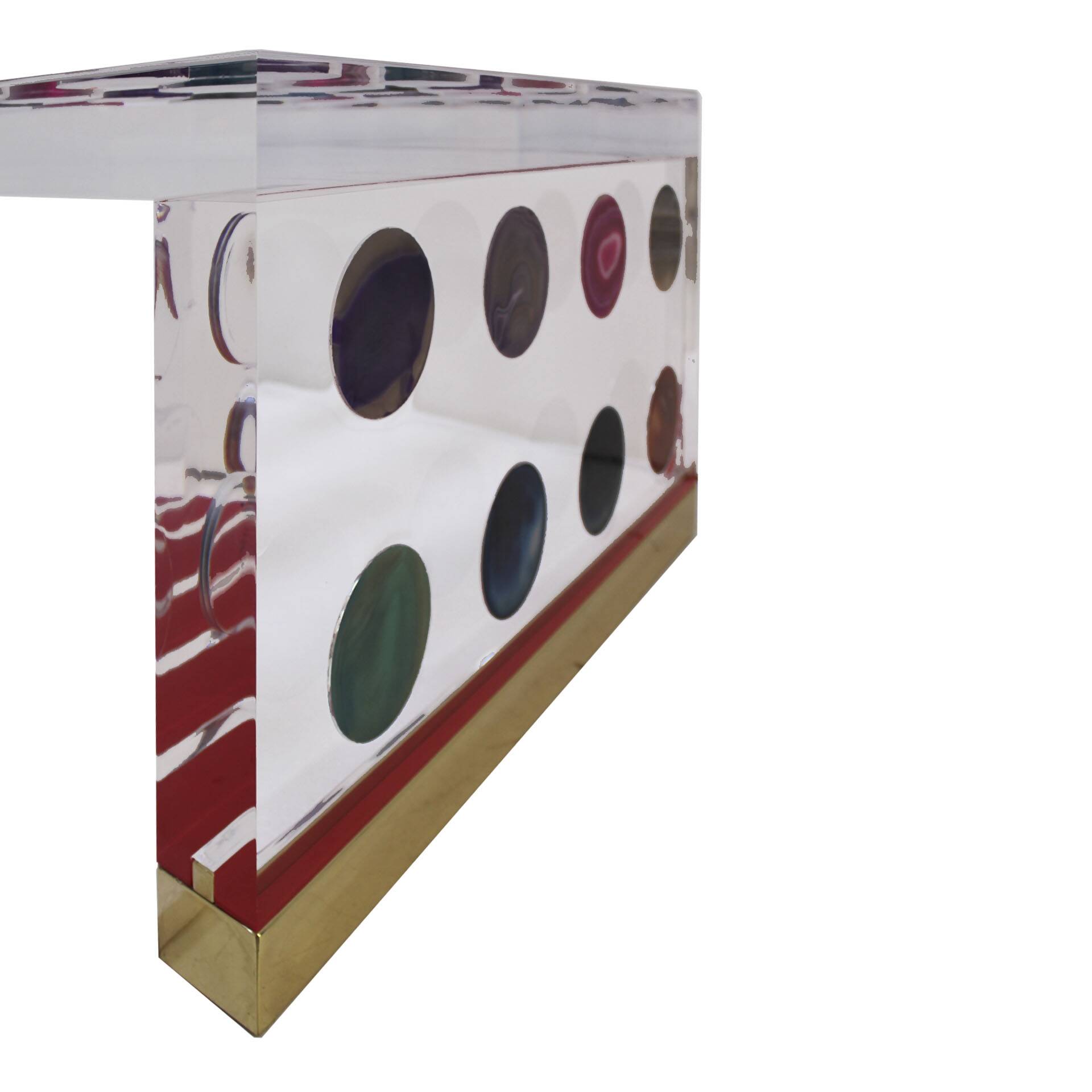 Table basse italienne en grand format avec des agates colorées conçue par Superego Studio