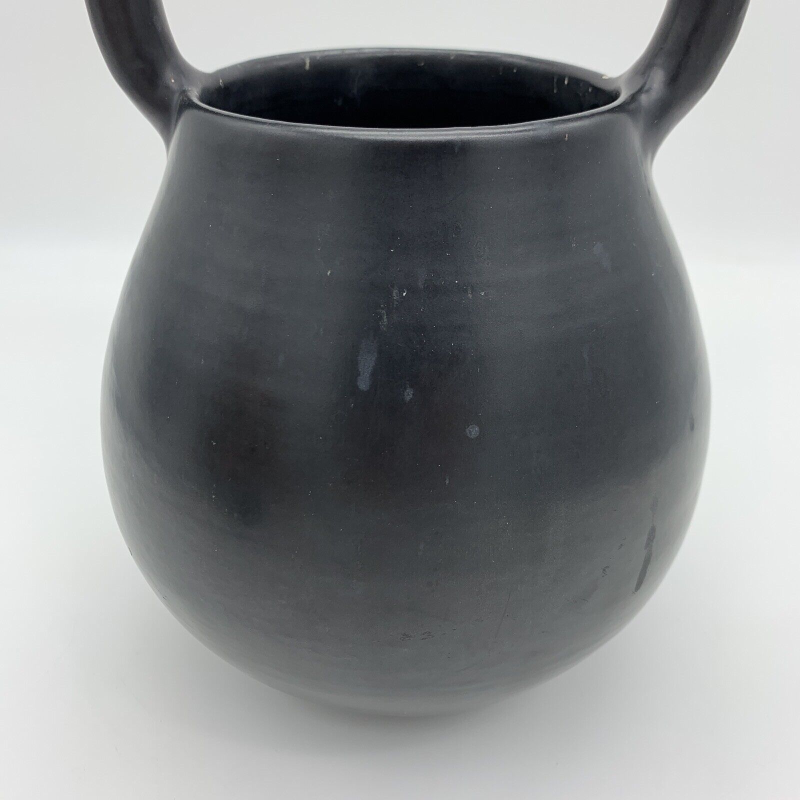 Vase Cache pot to hang handle in black ceramic