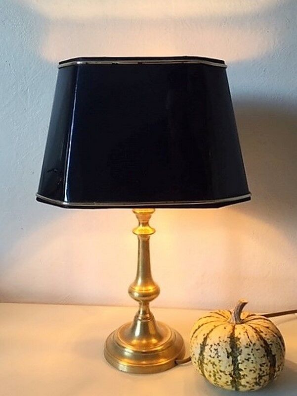 Brass lamp with lampshade