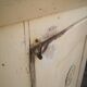 Vintage wooden pantry, old kitchen furniture