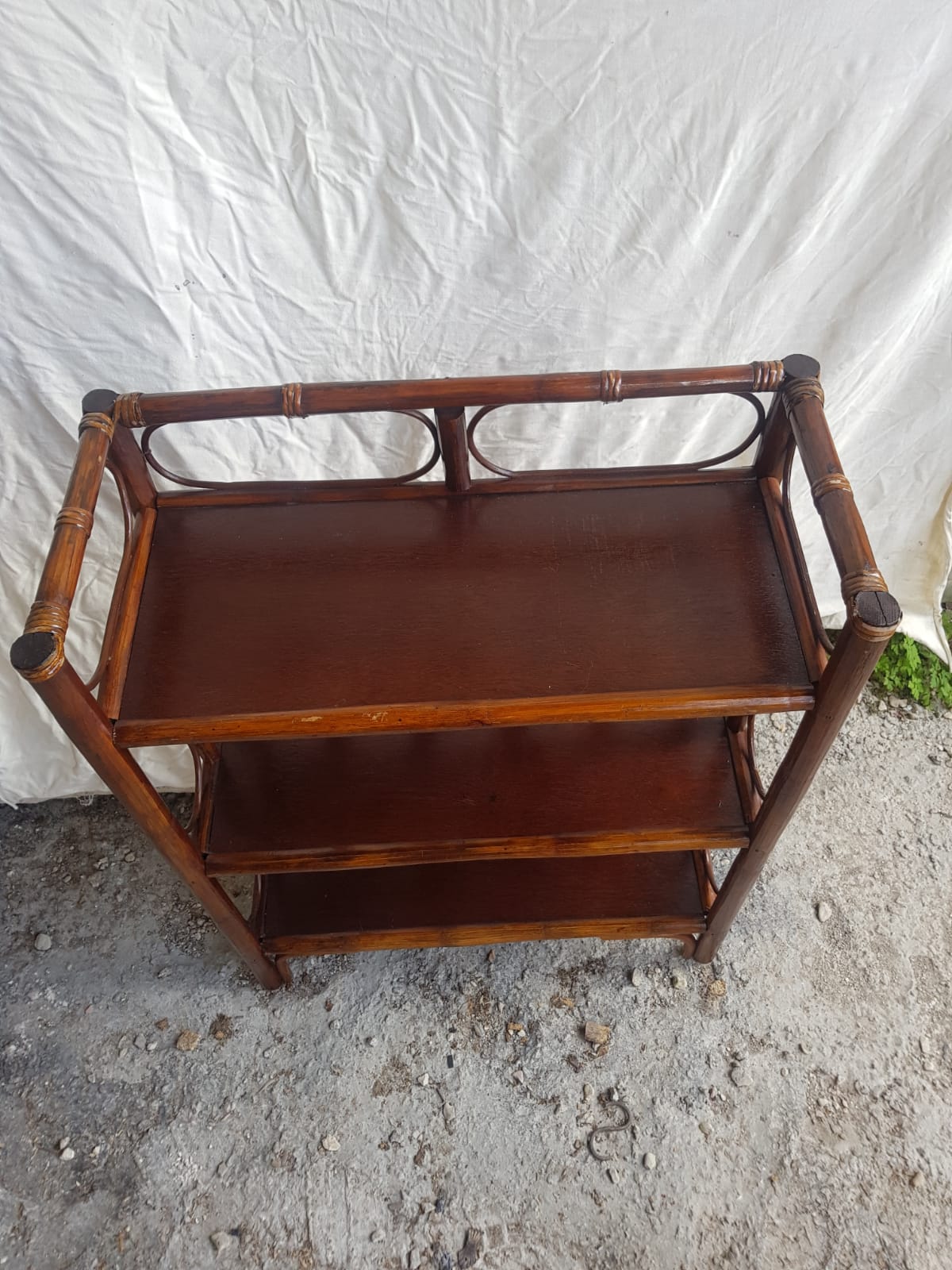 Old furniture rattan shelf 3 shelves 70s vintage