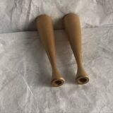 Pair of vintage birch wood candlesticks, Scandinavian design